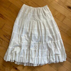 Cruise Wear & Co. 100% Cotton White Tiered Maxi Skirt Size XL